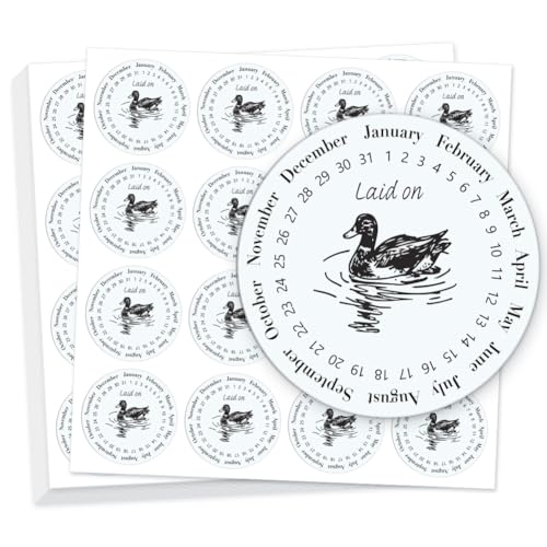 320 Pcs Duck Egg Laid on Stickers, 2 Inch Round Farm Fresh Eggs Sticker Round Eggs Stickers PET Adhesive Egg Packaging Sticker for Box Container Carton Farm Supplies - color: Duck Eggs