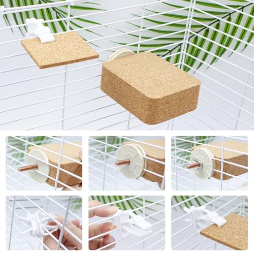 Bird Cage Accessories, Soft Wood Standing Platform with Wooden Chew Chips, Bird Toys for Budgies, Cockatiels, Lovebirds, Green Cheeks, Small to Medium Birds