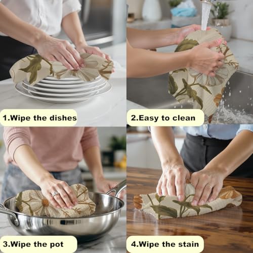 2 Pcs Flower Butterfly Kitchen Towels Decorative Hand Towels | Waffle Soft Tea Towel for Home, Bathroom, Absorbent Microfiber Dish Cloth, Housewarming Gifts for Women, Mom, Friend - color: Multi 1217