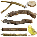 6 PCS Bird Perch Set Natural Wood Parrot Stand Branch Hanging Parakeet Chewing Stick Paw Grinding Fork Platform Bird Cage Accessories for Cockatiel Budgies Conure (Large) - size: Wooden:11.8 Inch