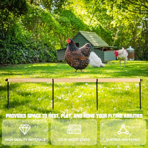 Chicken Toys,Extra Long Chicken Perch Toys,Woodern Chickens Roosts and Perches Stand Training Perch for Poultry Rooster Chicks Large Bird Chicks Parrot, 44.88” Long (Natural Wood Color)