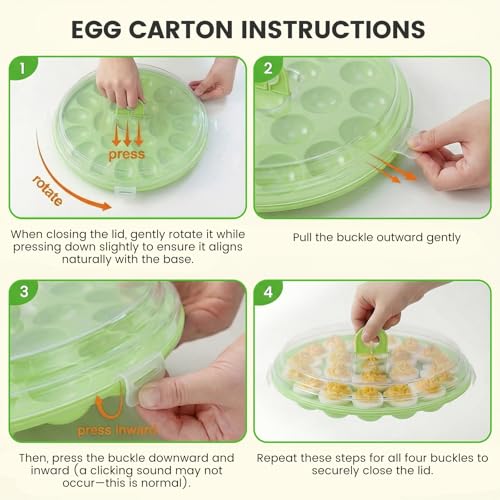 HANSGO Deviled Egg Containers with Lid, Deviled Egg Platter Carrier, Green | Deviled Eggs Tray With 22 Slots for Party, Home Kitchen and Other Festival - color: Green