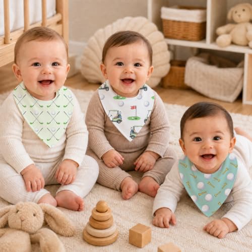 Baby Organic Cotton Teething Cloth Newborn Baby Burp Cloth Bandana Drool Cloth for Drooling Cotton Baby Gifts - color: Golf