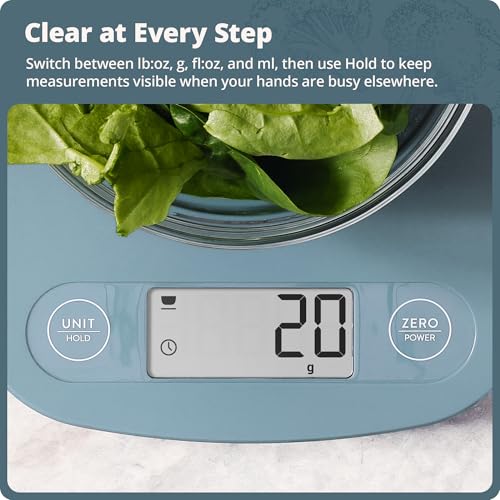 Greater Goods Food Scale, Slim & Compact Build, 1g Precision (Stone Blue) | Digital Kitchen Scale for Cooking, Meal Prep & Portion Control, Tare, Auto Shut-Off, g/oz/lb/ml Conversion & Calorie Tracking - color: Stone Blue