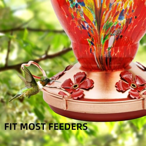 WOSIBO Hummingbird Feeder Replacement Bottom Base Replacement Part Includes Red Plastic Base Metal Top and Brushes (Copper) - color: Copper
