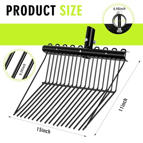 Tandefio 2 Pack Manure Fork Replacement Head Metal Pitchfork Horse Manure Rake Garden Pitch Fork Replacement Head with Angled Tines for Horse Stall Poop Picking up(Black) - color: Black