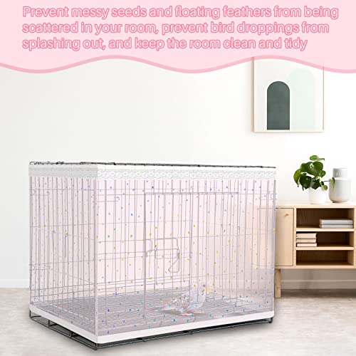 Shappy Large Bird Cage Cover, Bird Cage Seed Catcher, Adjustable Star Pattern Nylon Mesh Net for Parrot Parakeet Macaw Pet Supplies(Pink) - color: Pink