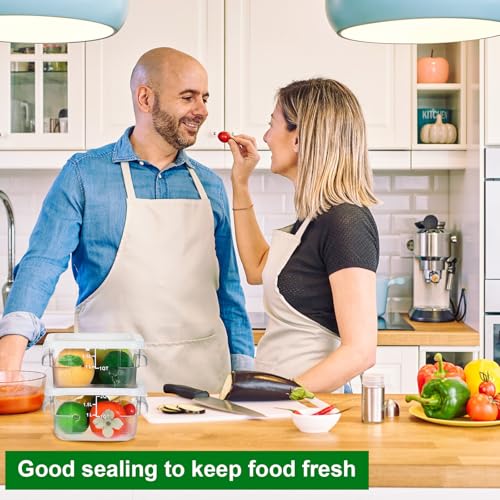 FoldTier 2 Pieces Square Food Storage Containers Polycarbonate Clear food Container with Lid Commercial Storage with Graduations for Commercial Kitchen Dough Marinating Meat(White,2 Qt) - color: White, size: 2 Qt