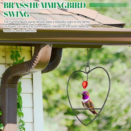 LemonRoad Hummingbird Swing, Tweet Heart Birdie Swing, Copper Hummingbird Perch Metal Frame for Wild Finches & Orioles Bird Outdoors Indoor Trunk Lawn Patio Garden (Black) - color: Black