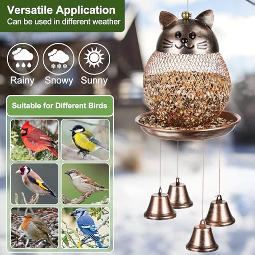 LBTING Wild Bird Feeder, Wind Chimes, Cute Cat-Shaped Style | Metal, Decoration, For Hanging Outdoor Garden Yard - style: Cat-Shaped Wind Chimes