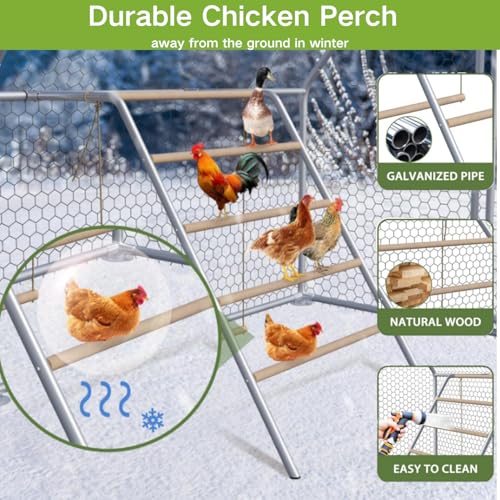 Large Chicken Coop for 10-15 Chickens Chicken Runs for Yard with Cover Metal Poultry Cage with Perch Hen House Chicken Pen Outdoor - size: 155.0"L x 117.3"W x 77.6"H