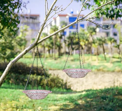Hanging Bird Bath Bowl, 2 Pack Bird Bath for Outside, Hummingbird Bath and Feeder Set, Hanging Bird Bath Hanging Bird-Feeder for Garden Backyard Decor(Purple)