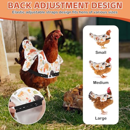 Esmorah Chicken Saddle for Hens, Large Breathable Anti-Pecking Hen Saddle | Chicken Aprons with Extended Shoulders, Wing & Tail Coverage Protection - Adjustable Straps for Feather Regrowth (White) - color: Farm Chicken White