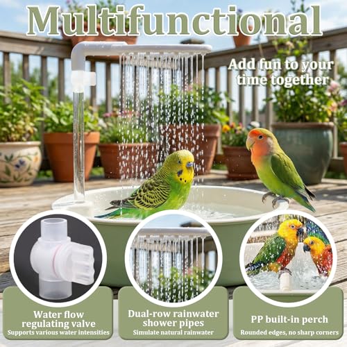 Electric Parakeet Bird Bath for Cage Indoor, Bird Shower Bath Large Capacity Circulating Water USB Electric Circulating Water Bird Bathtub for Lovebirds, Cockatiels, Finches, Conure & Budgies