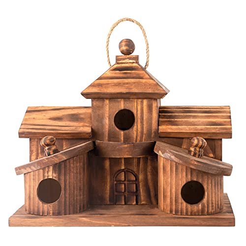 COLEBA Bird Houses for Outside,Outdoor 5 Hole Bird House Room for 5 Bird Families Bluebird Finch Cardinals Hanging Birdhouse for Garden