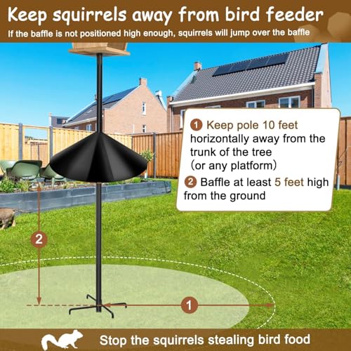 Squirrel Baffle for Bird Feeder Pole,Outdoor Pole Mount Squirrel Proof Guard Stopper- 19 Inch,1 Pack,Plastic - size: 19IN-1Set