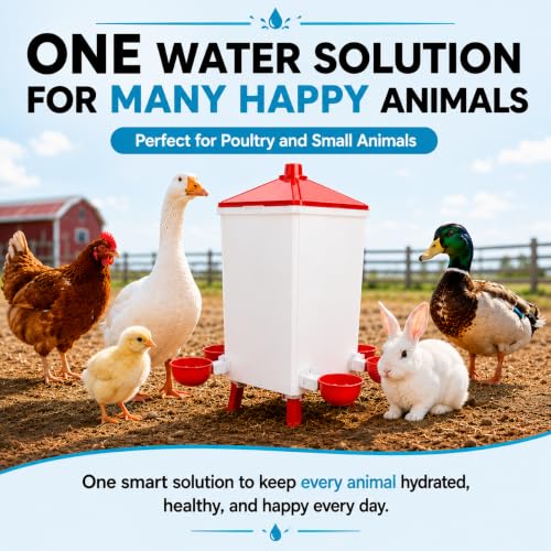Premium 5 Pack Automatic Chicken Water Cups Kit Gravity Poultry Waterer Dispenser with Drill Bit Extra Washers for Ducks Quail Chickens