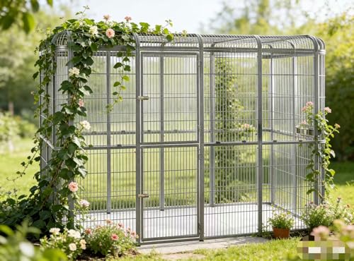 SENY Heavy Duty Walk-in Bird Aviary Cage, Metal, Expandable, 79x86x62 Inches, for Parrots, Macaws, Cockatoos, Reptiles, Dogs (Wire Size: 0.14", 86" L x 62" W x 79" H)
