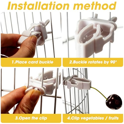 12 Pack Bird Skewers, Bird Kabob Fruit Vegetable Holder for Parrots Conure Cockatiels, Metal Bird Cage Feeder Clips with Hooks, Foraging Toys Supplies - color: white 12pcs