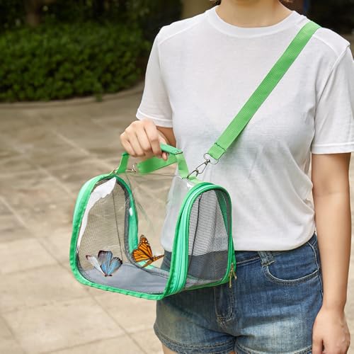 Portable Bird Travel Bag Transparent Pet Cage Easy to Clean Detachable Tray Suitable for Small Pets (Green) - color: Green