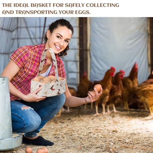 2 Pieces Egg Basket Mini Egg Collecting Bags Gathering Basket with 7 Pouches for Farmhouse Chicken Hen Duck Goose Housewife Garden Transporting Storage, 8 x 2.6 Inch(Retro) - color: Retro