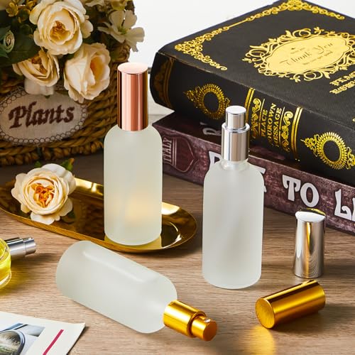 Roshtia 30 Pcs Glass Spray Bottle Clear Empty Bottles Small Refillable Reusable Perfume Bottle with Fine Mist Sprayer Pump for Face Body Travel(3.4 oz,Gold,Silver,Rose Gold) - color: Gold,Silver,Rose Gold, size: 3.4 oz