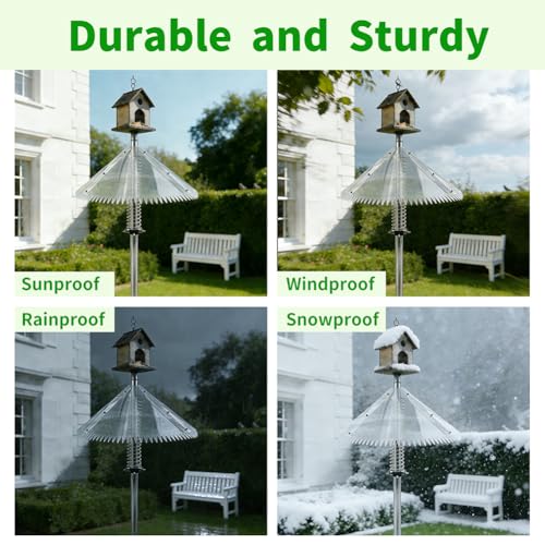 18.5 inch Squirrel Baffle for Bird Feeder Pole - Dynamic Steel Spring-Loaded Wobble Defense, Metal Buckle