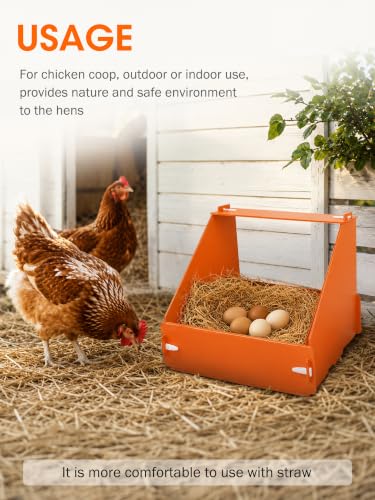 Touri 3 Pcs Chicken Nesting Boxes, Durable | for Laying Eggs for Hens Ducks and Poultry, Orange - color: Orange-3 pack