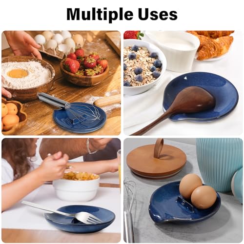 Egg Cracker Spoon Holder, Spoon Rest for Kitchen, Ceramic Spoon Holder for Stove Top, Cooking Spoon Holder,Heat Resistant Utensil Rest for Countertop, Dishwasher Safe, 3 pack - color: 3 pack