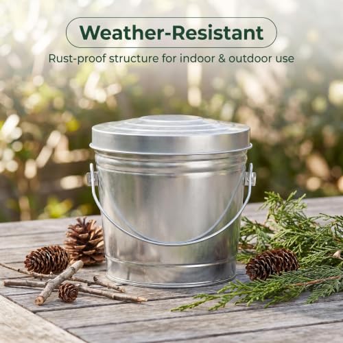 6 Gallon Galvanized Steel Storage Can with Locking Lid, Heavy Duty Metal Storage Container, Rust-Resistant Metal Bin for Dog Food, Pet Food, Bird Seed, Kitchen, Garage & Home Storage