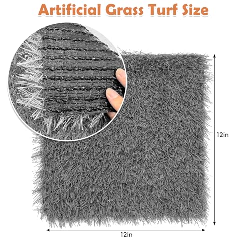Hamiledyi Chicken Nesting Pads 6 Pcs Washable and Reusable Nesting Pads for Chicken Coop Artificial Grass Rug Carpet Synthetic Turf Mat Garden Lawn Bedding for Chicken Hen Small Pets(Grey, 12"x12") - size: 6 Pcs Grey
