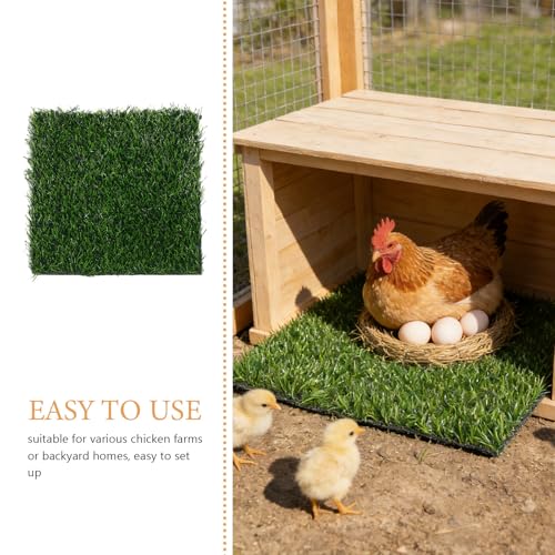 DECHOUS 6 Pack Chicken Nesting Box Pads Washable Reusable Artificial Grass Egg Laying Mats 11.81 X 11.81 X 0.98 in Nest Mats for Chicken Coops Poultry Nesting Bedding Liners
