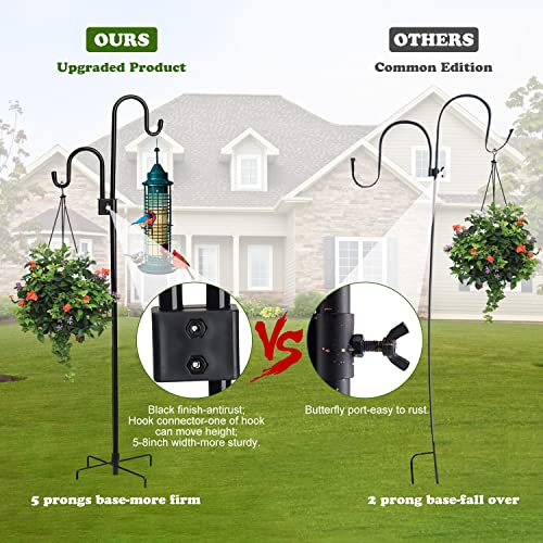 Shephard Hooks Outdoor 76 Inches for Lanterns Double Hooks Heavy Duty Shepherd Stand Plant Hanger Yard Hooks for Solar Lights,Bird Feeder Wedding Adjustable Height&Hooks Powder Coated - color: 2 hooks-76in