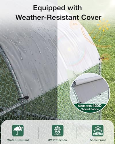 Esright Metal Chicken Coop Run, 13x10 Ft, Dome Roof | Rust-Resistant Galvanized Steel Tube with Wire Mesh, 420D Oxford Fabric Waterproof Cover - size: 156.0"L x 120.0"W x 76.8"H