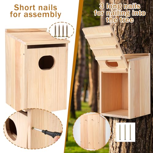 Pine Wood Duck House 17x10x10 Inches Outside Wood Shelter and Nesting Box for Hooded Mergansers and Wetland Ducks
