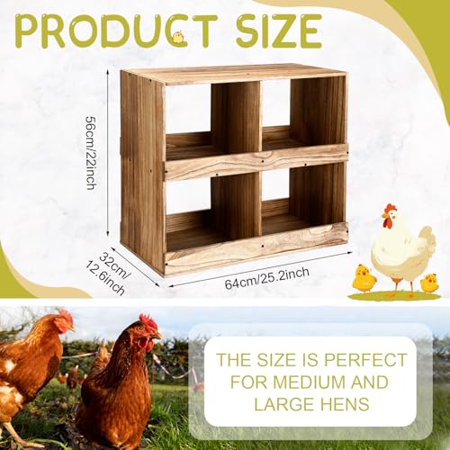 Cinnvoice Chicken Nesting Boxes 4 Compartment Wooden Chicken Laying Boxes for Hens Ducks Poultry Easy Egg Collection