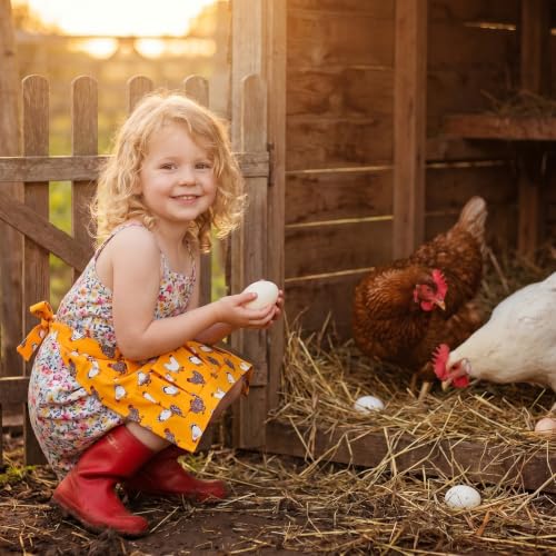 Egg Collecting Apron and Basket, 8 Pouches Chicken Egg Apron for Kids, 7 Pouches Egg Basket for Gathering Fresh Eggs - color: Yellow