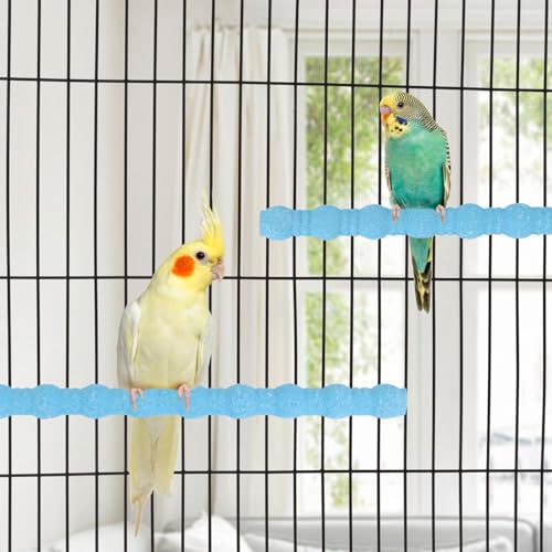 Hypeety 2PCS Bird Wood Perch Stand Paw Grinding Stick Toy Pet Bird Cage Stand Platform for Bird Parrot Budgies Parakeet Cockatiels Cage Accessories (7in/10in) (Blue) - color: Blue