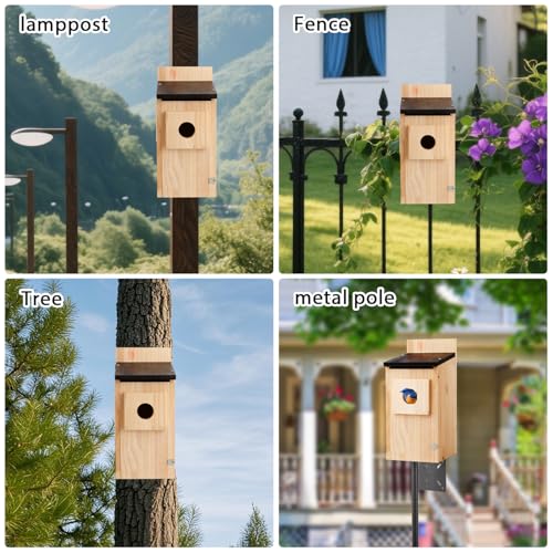Birdhouse, Bird Houses for Outside, Weatherproof Bird House for Outdoors Cedar Bluebird House with Natural Wooden, Sturdy Nest Box for Chickadees, Titmice, Cardinals, Wrens