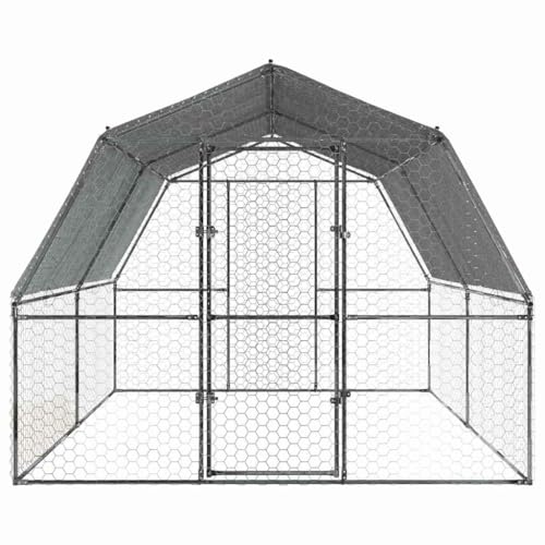 Large Walk-in Chicken Coop 147.6x112.2x90.6 Inch Outdoor Poultry Run Cage with Galvanized Steel Frame and Protective Cover for Chickens and Small Animals Silver - color: Silver-A
