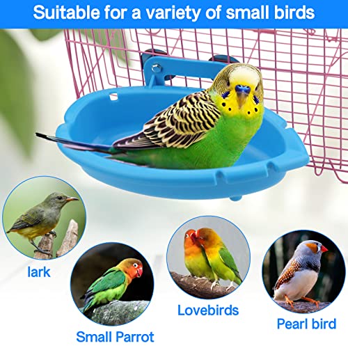 Mygeromon Bird Bath for Cage Parakeet Bathtub Budgie Shower Tub Indoor | Small Parrot Accessories, Hanging, Blue