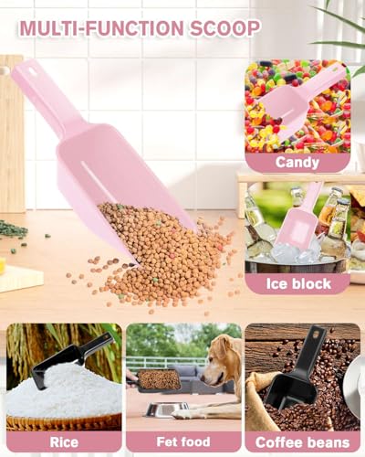 2 Cup Dog Food Scoop(2 Pack), Plastic Pet Food Scoop with Measuring Lines for Accurate Pet Food Portions,Dishwasher Safe (Black and Pink) - color: Black and Pink