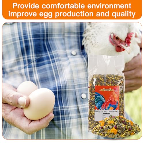 17.6 Oz Chicken Nesting Herbs Flowers Premixed Dried Poultry Herbs Natural Nesting Box Pads Roost House Lime Feed Grit Herbs Bedding Supplies for Chicken Coop Feeder Freshness Egg Laying Coop Smell - size: 1.1 Pound (Pack of 1)