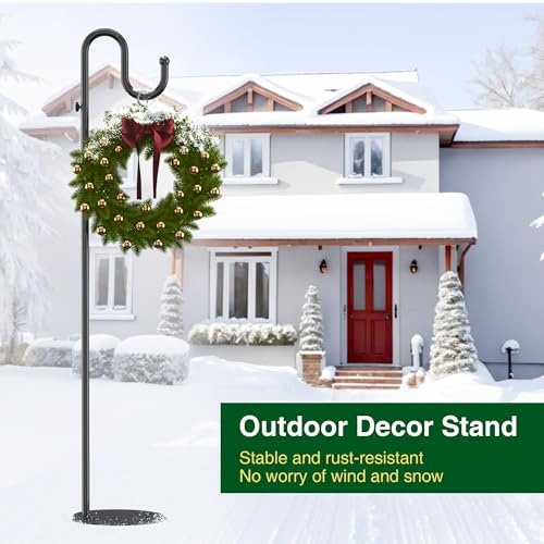 74" Shepherds Hook Stand: Hanging Bird Feeders, Plants, and Wind Chimes | Heavy Duty, Adjustable, Free Standing Pole Holder with Heavy Duty Base for Indoor & Outdoor, Holds Up to 20 LBS - color: Black