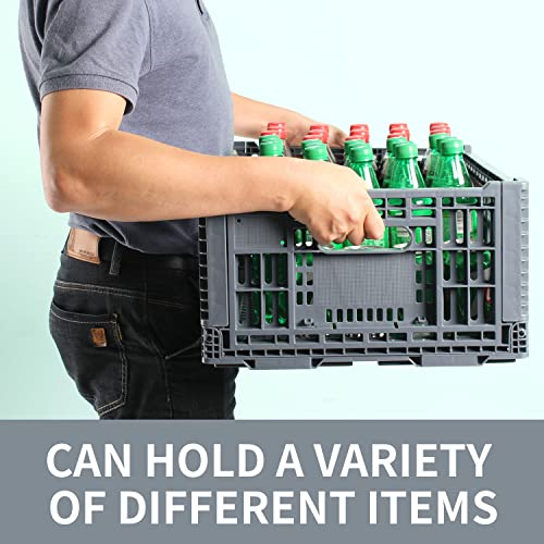 Collapsible Storage Bin/Containe， Transfer box,crate Transit storage of various items (Gray 23.6" L x 15.7" W x 8.6" H) - size: Gray 23.6" L x 15.7" W x 8.6" H