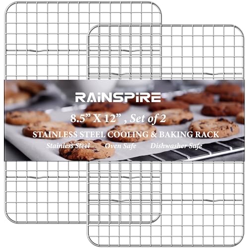 Cooling Rack Stainless Steel, Heavy Duty Cooling Racks for Cooking and Baking, Oven Safe Wire Rack for Cooking, Baking Rack for Oven Cooking Fits Quarter Sheet Pan, 8.5" x 12", 2-Pack - size: 8.5"x12"