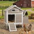 Gowoodhut Chicken Coop Rabbit Hutch with Removable Trays,Raised Floor Hen House with Nesting Box,Wooden Outdoor Poultry Cage Pet House with Ramp Run Hen Cage for Garden Backyard,Grey - size: Chicken-25