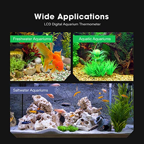 VIVOSUN 4-Pack LCD Digital Aquarium Thermometer | Fish Tank Water Terrarium Temperature with Suction Cup for Turtle - size: 4 packs