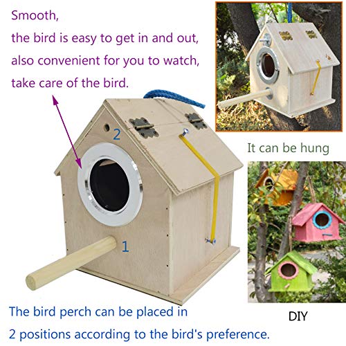 Hamiledyi Bird Nesting Box, Parakeet Breeding Box Wood Parrot Nesting House Cockatiel Mating Aviary Cage Box for Parakeet Budgie Conure Lovebirds