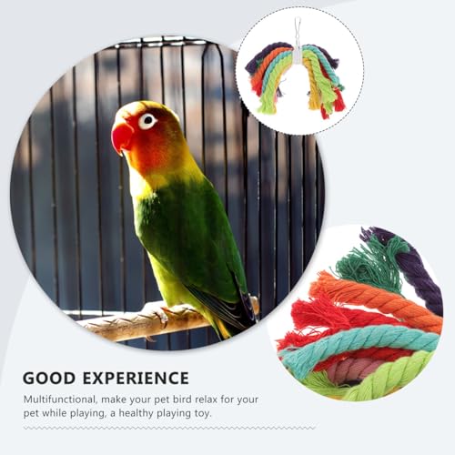 Bird Rope Chew Toy with Hanging Buckle Cotton Bird String Toy for Parrots Cockatiels and Parakeets Cage Hanging Chewing Plaything 7.87 X 5.90 X 3.93 in